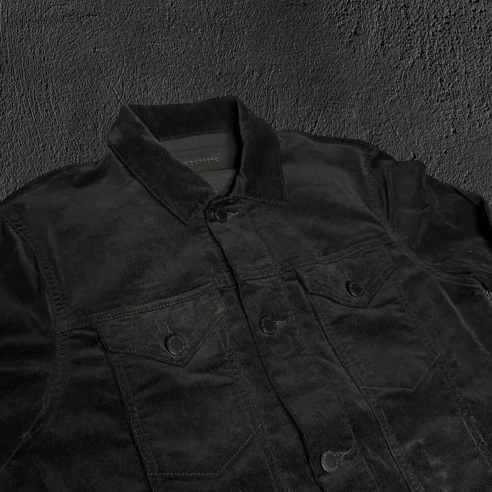 Monfrere black noir dean slim corduroy trucker jacket